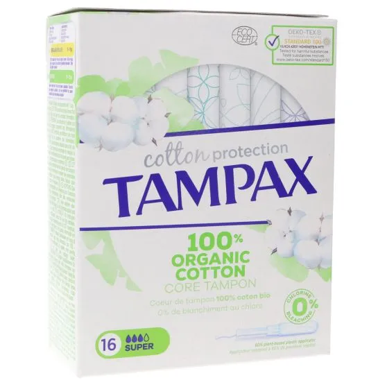 Tampax Organic Super 100% Algodón 16 Uds.