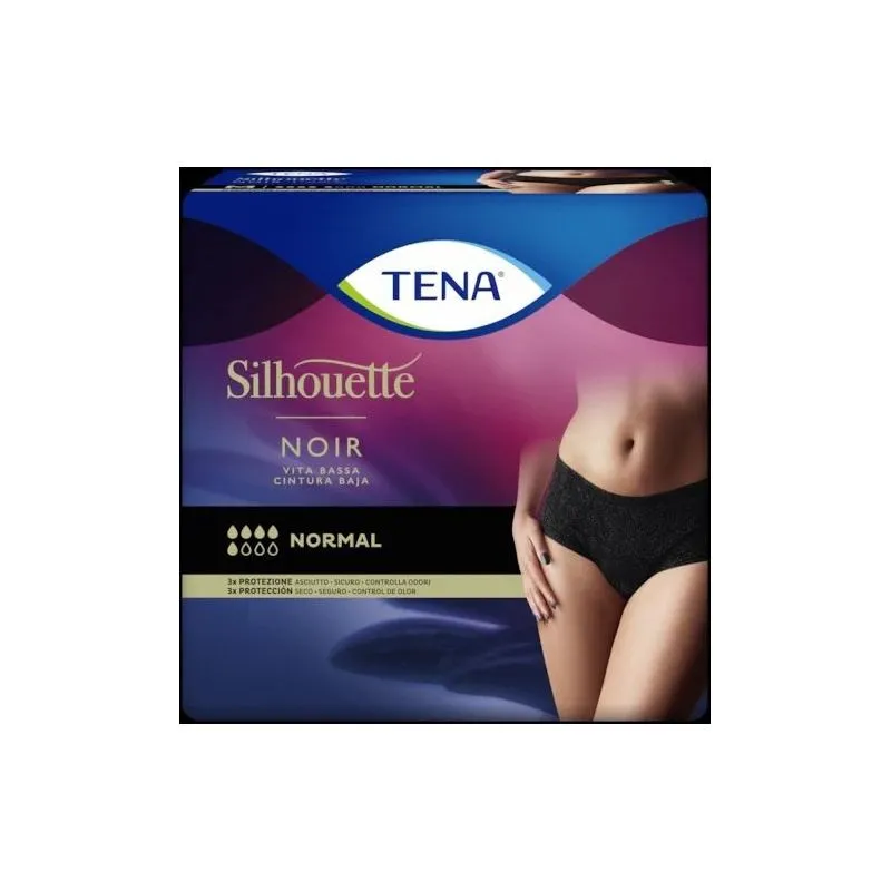 Tena Silhouette Normal Cintura Baja Negra Talla Grande 10 uds