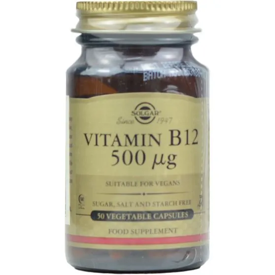 Solgar Vitamina B12 500 μg (Cianocobalamina) 50 Cápsulas Vegetales