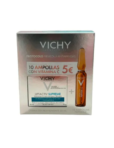 VICHY LIFTACTIV SUPREME CREMA DIA PIEL SECA 50ML+10 AMPOLLAS PEPTIDE-C COFRE