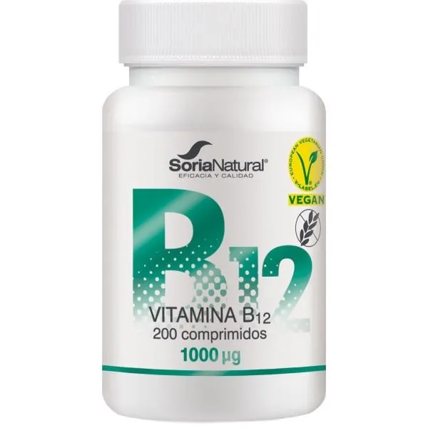 Vitamina B12 1000ug 200 comprimidos liberación sostenida Soria Natural