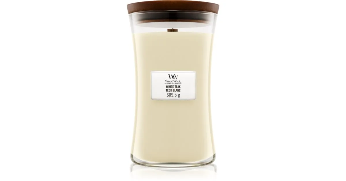 Woodwick White Teak Scented Candle with Wooden Wick 609.5g