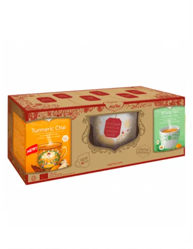 YOGI TEA CHAI CÚRCUMA + TÉ BLANCO CON ALOE VERA + TAZA PACK